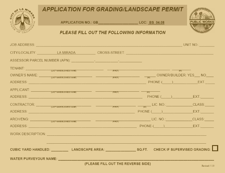 Grading/Landscaping Permit